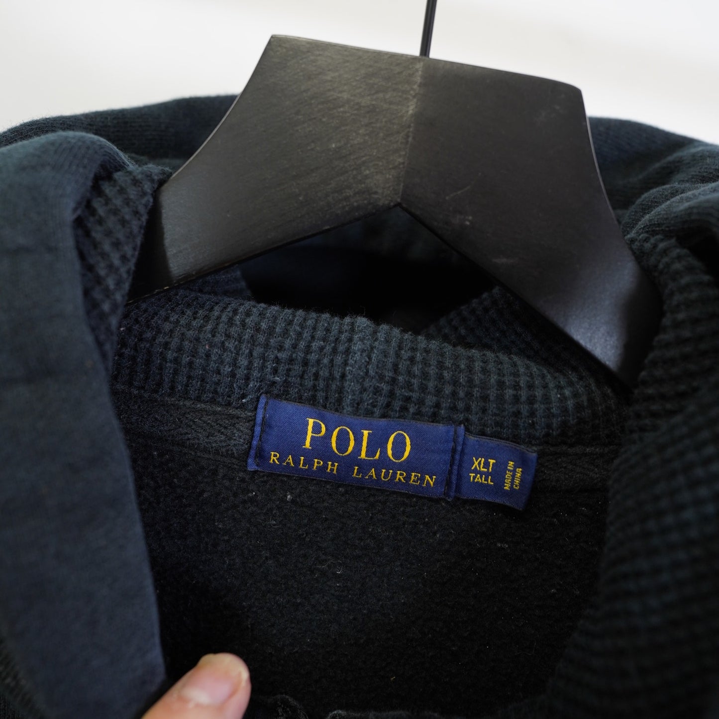 (XLT) Polo Ralph Lauren Heavy Knit Full Zip Hoodie Men's XLT Black Red Pony Preppy