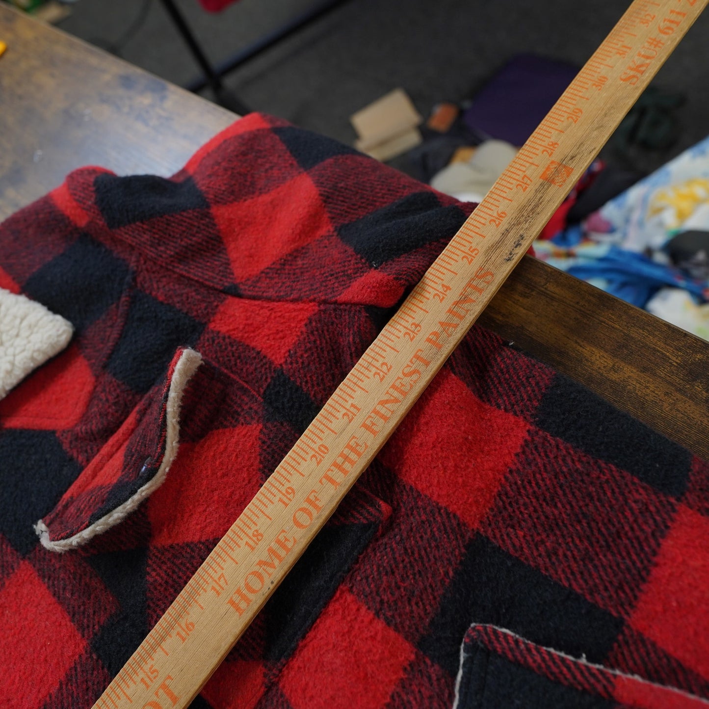 (L) Vintage Shane Sherpa Lined Wool Plaid Jacket Men's L Red 70s-80s Hunter Coat