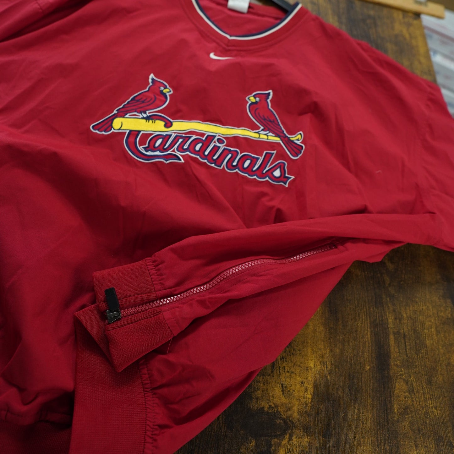 (XXL) Vtg St. Louis Cardinals Nike Center Swoosh Pullover Windbreaker Red