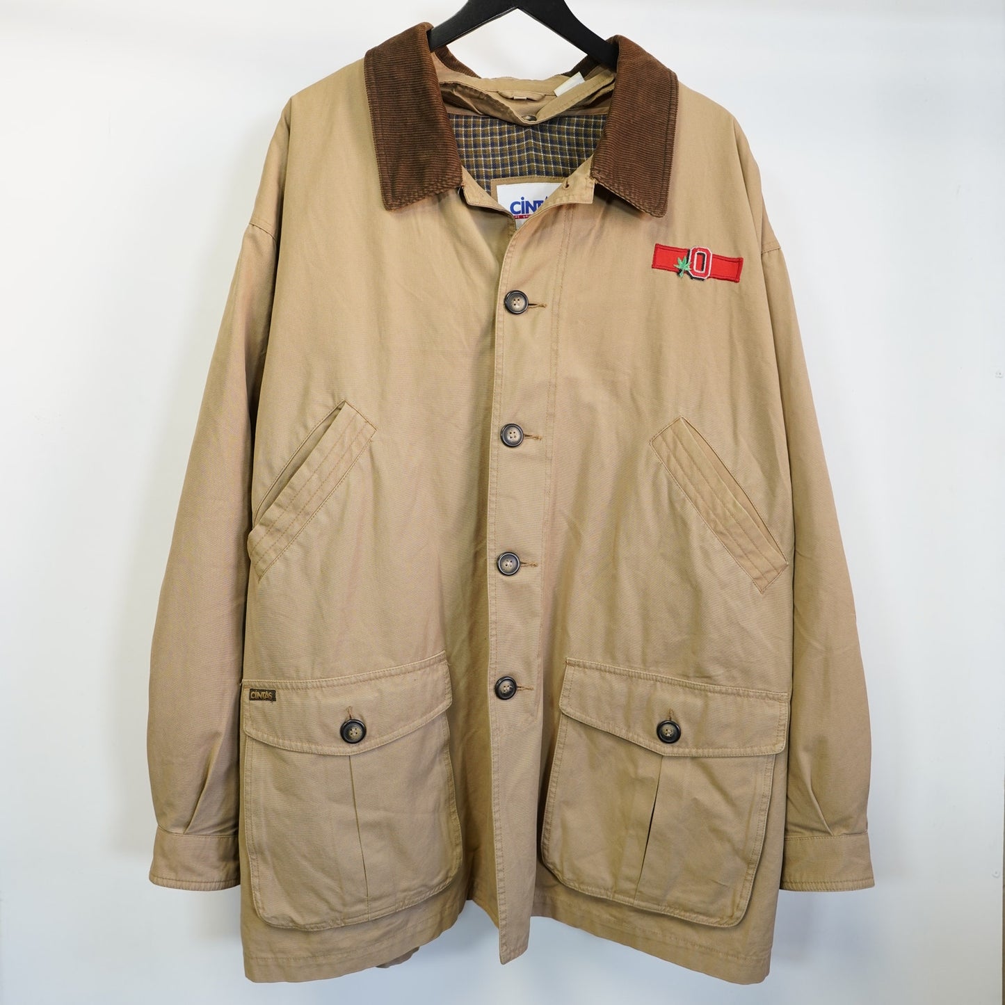 (XXL) Vintage Ohio State Buckeyes Blanket Lined Chore Coat Men's XXL Tan Plaid Jacket