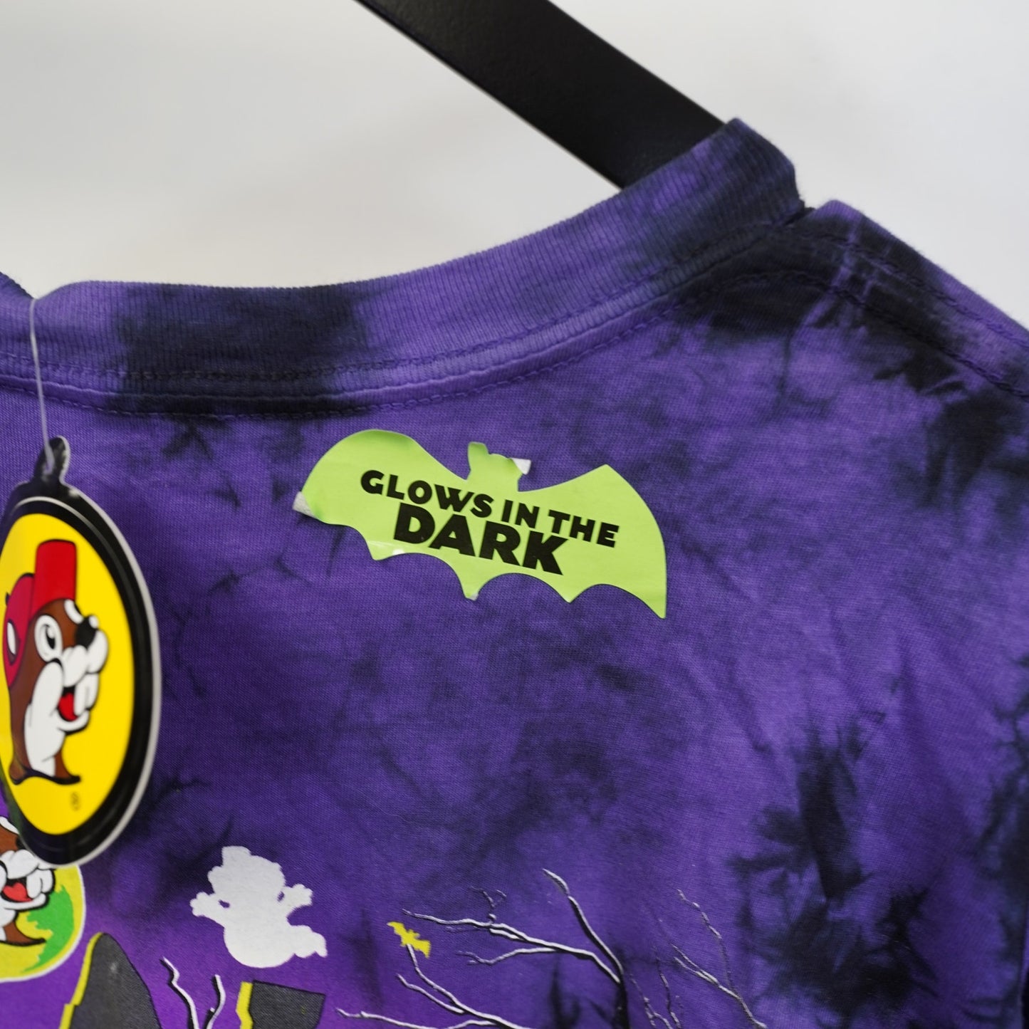 (L) Buc-ees Halloween Tie Dye T-Shirt New w/Tags Men's L Purple Ghost Boo