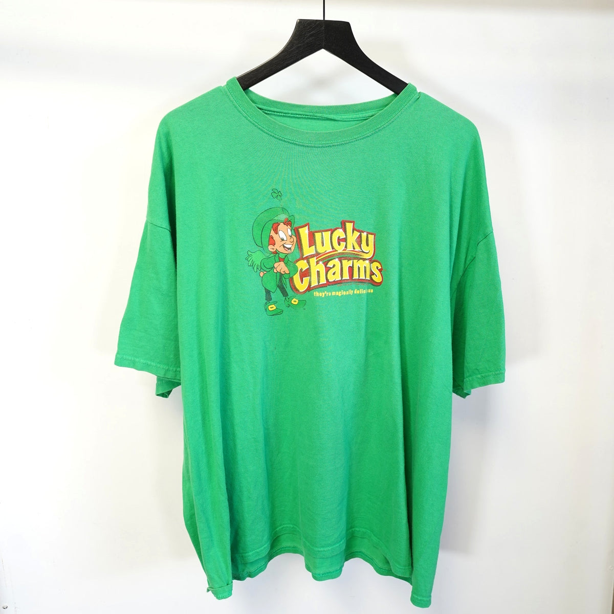 (XXL) Vintage Lucky Charms Cereal 2000s Promo T-Shirt Men's XXL Green Leprechaun Y2K