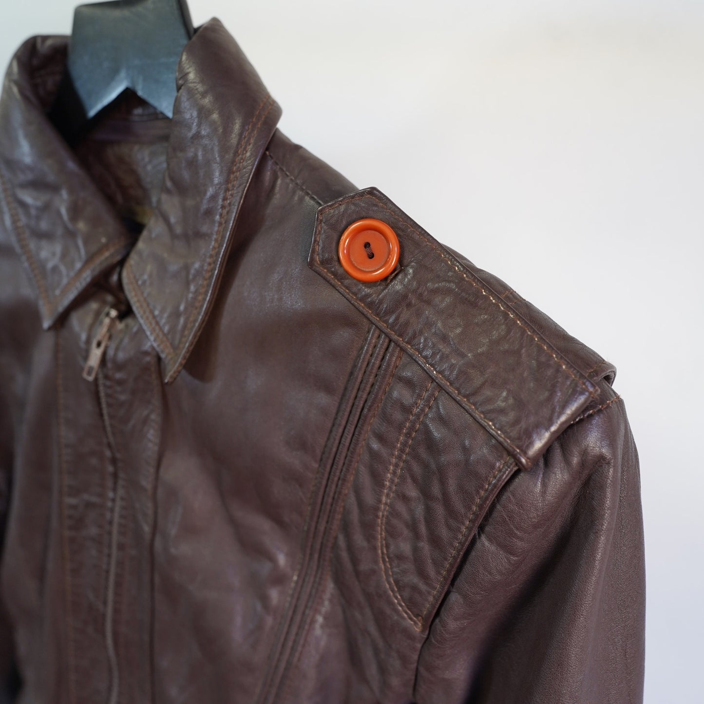 (M/L) True Vintage Colmer 70s Spanish Leather Brown Bomber Motorcycle Jacket Men's M-L