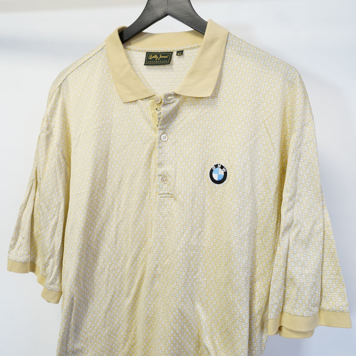 (XL) Vintage BWM Bobby Jones 90s Golf Polo Shirt Men's XL Yellow Retro Motorsports