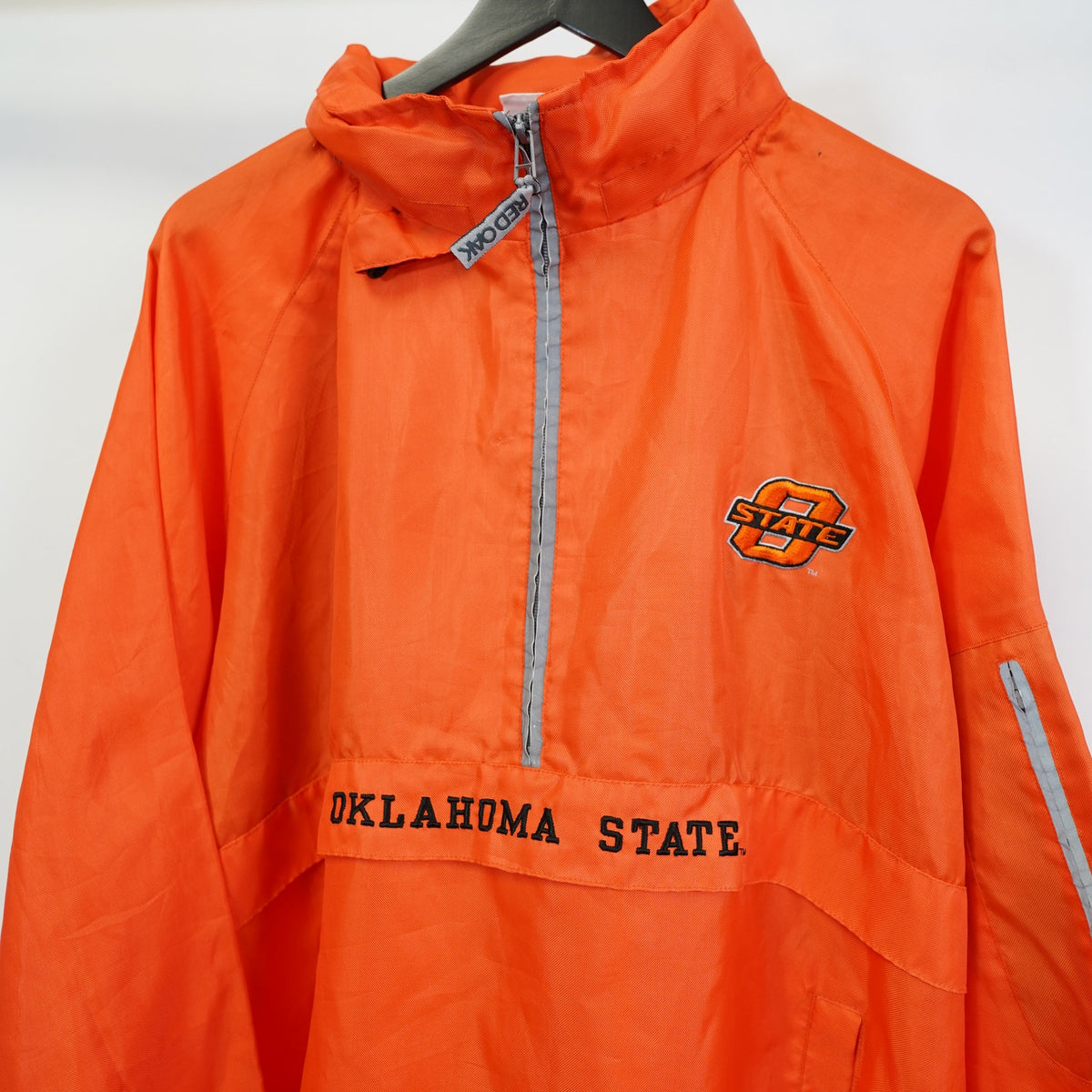 (XL) Oklahoma State Cowboys 1/4 Zip Windbreaker Jacket Men's XL Orange Red Oak