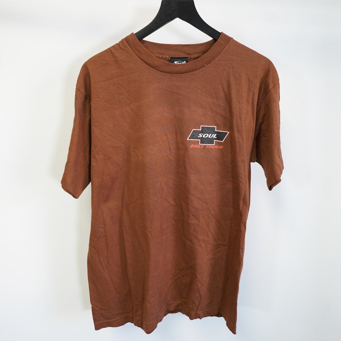 (L) Vintage Soul Built Tough Skate & Surf Jesus T-Shirt Men's L Brown Single Stitch