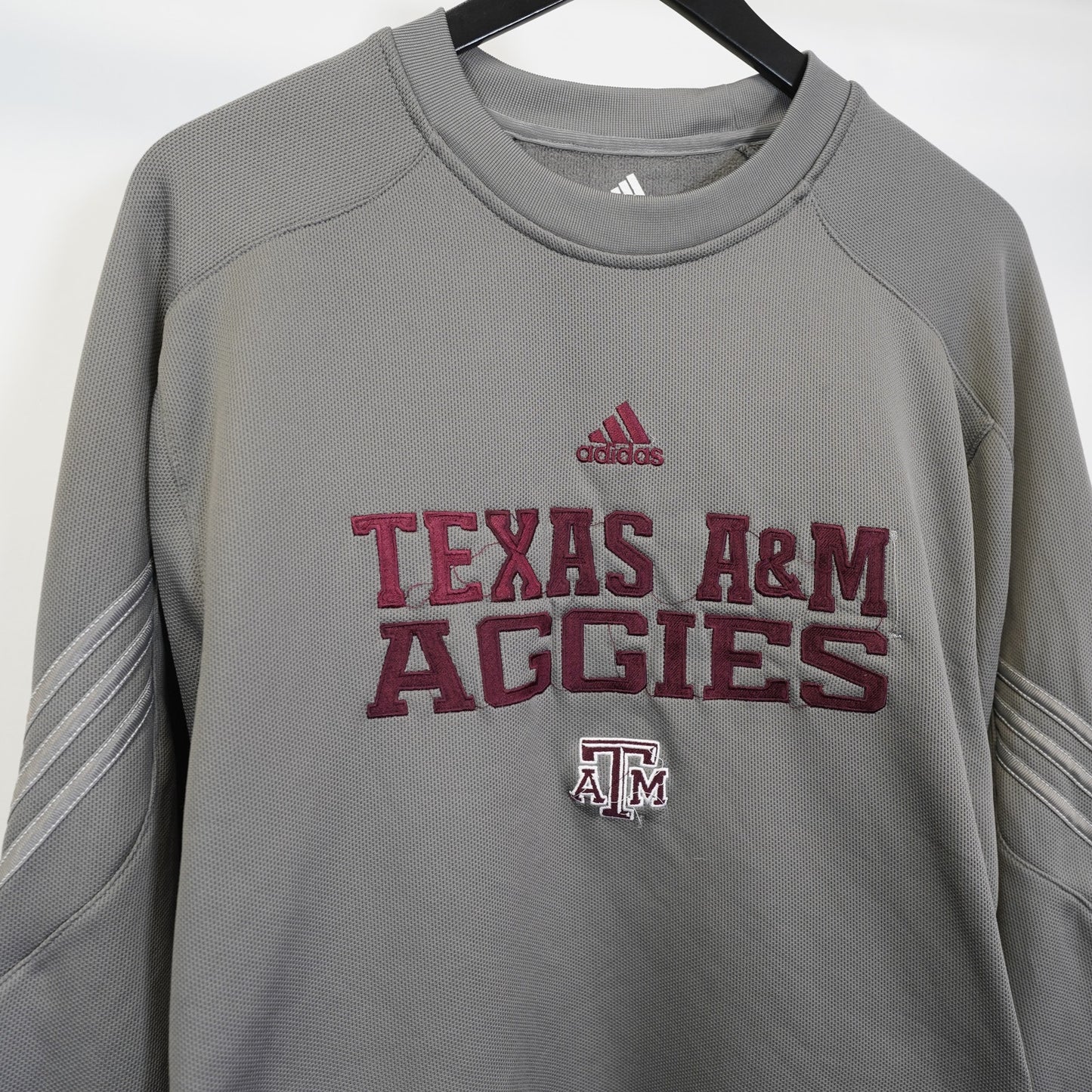 (M) Texas A&M Aggies Adidas Clima Warm Pullover Sweatshirt Men's M Gray Crewneck