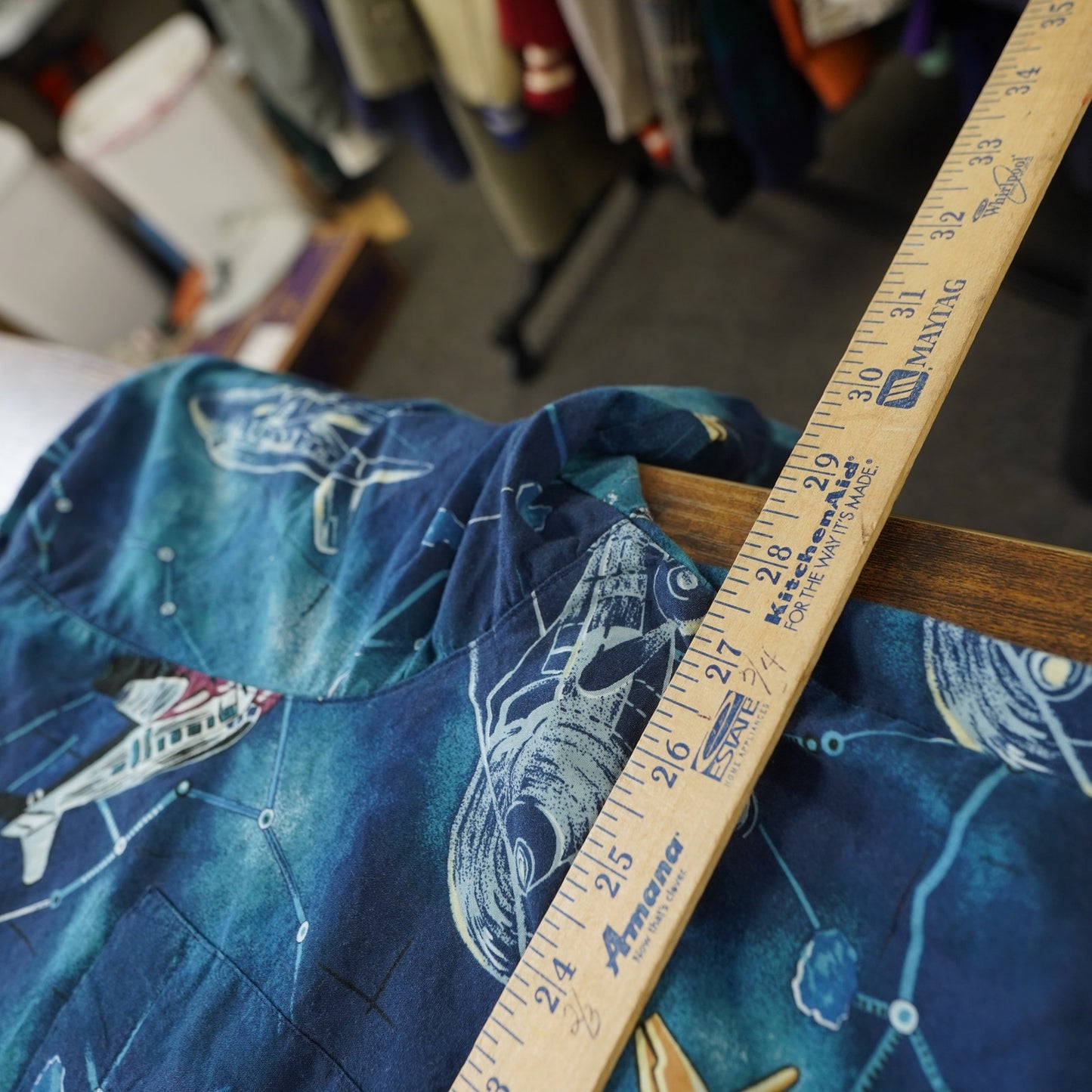 (XXL) Vintage Weekender Airplane Hawaiian Shirt Men's XXL Blue Aviation All Over Print