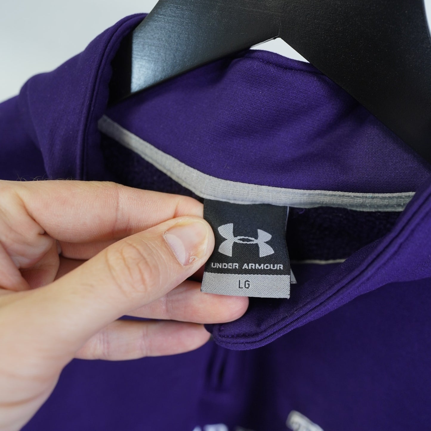 (L) TCU Horned Frogs Under Armour 1/4 Zip Pullover Men's L Purple Stitched Football