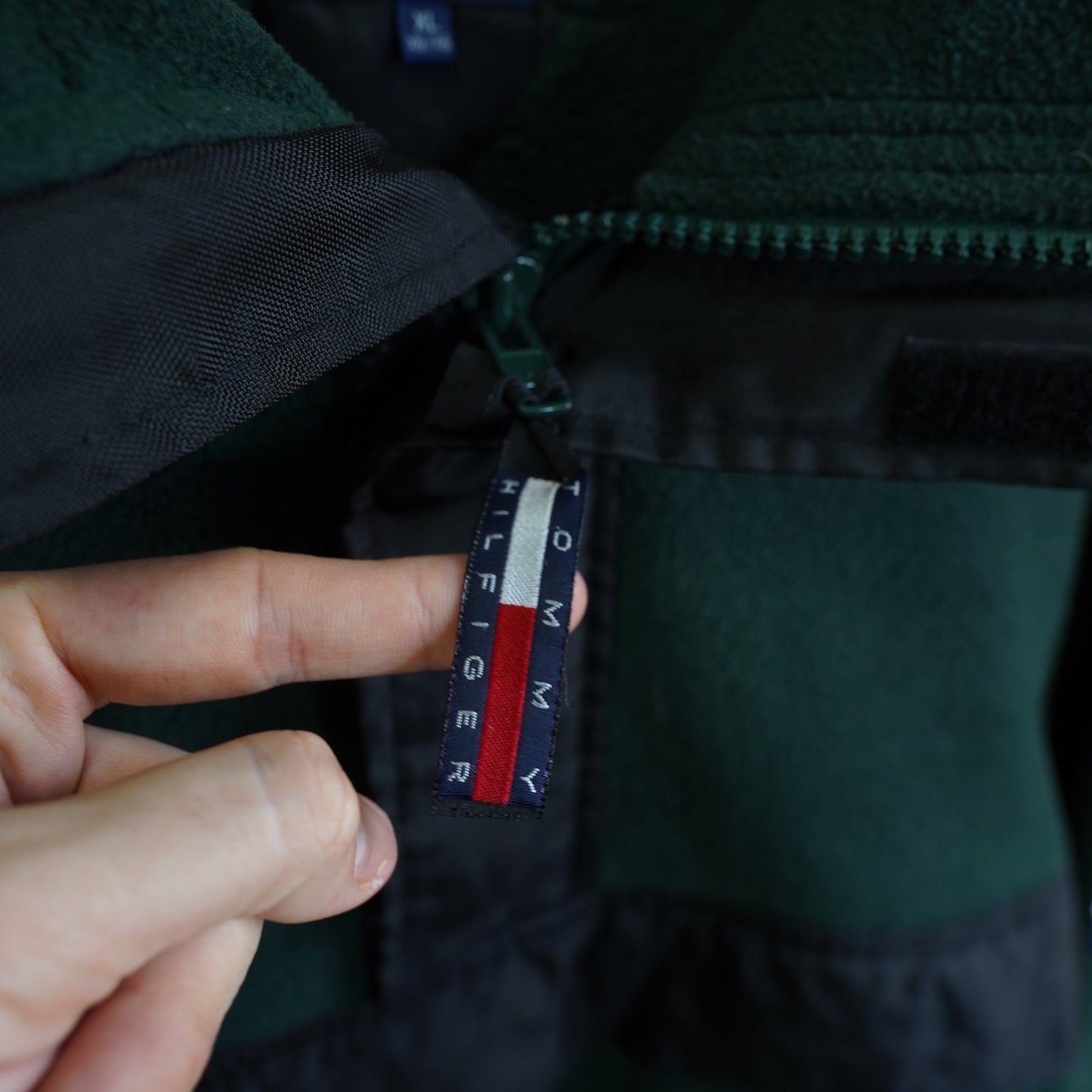 (XL) Vintage Tommy Hilfiger 90s Fleece 1/4 Zip Anorak Pullover Jacket Men's XL Green