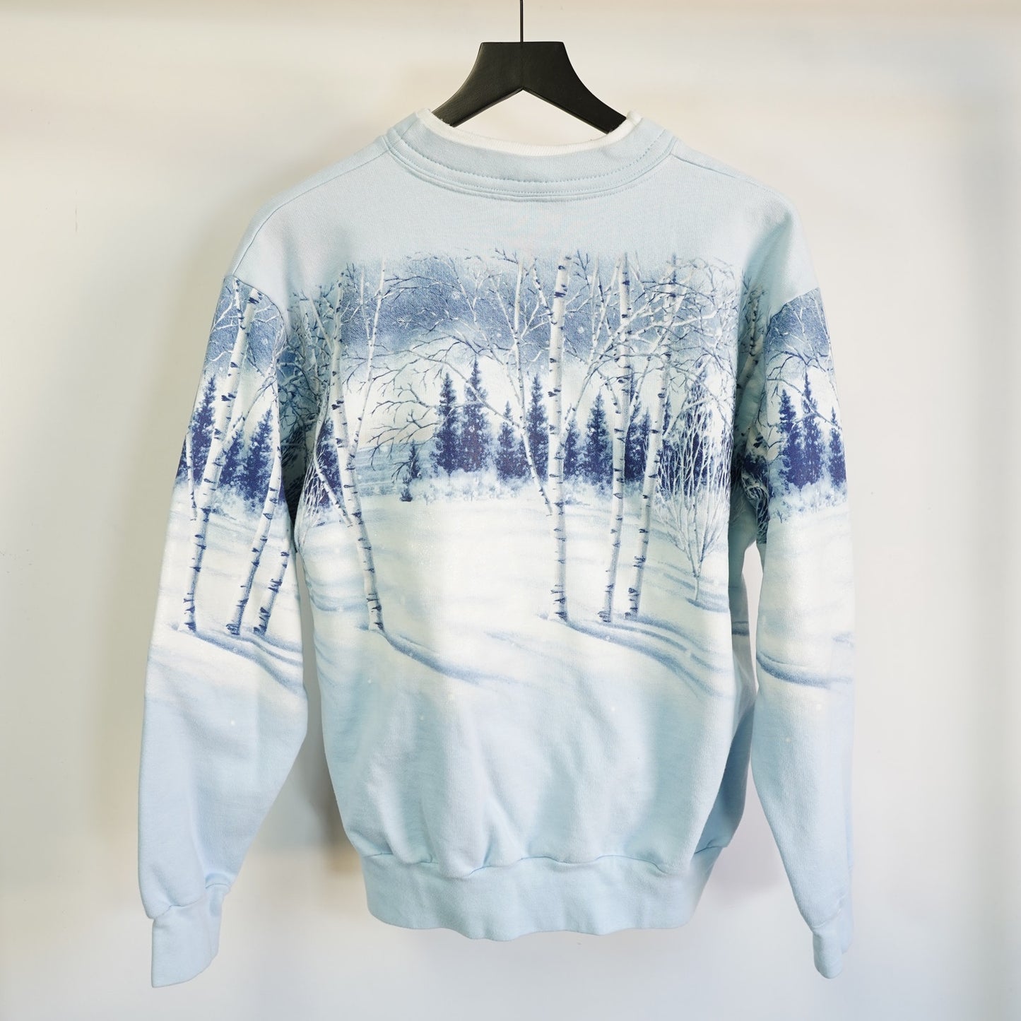 (M) Vintage All Over Print Christmas Frosty the Snowman Sweatshirt Men's M Blue