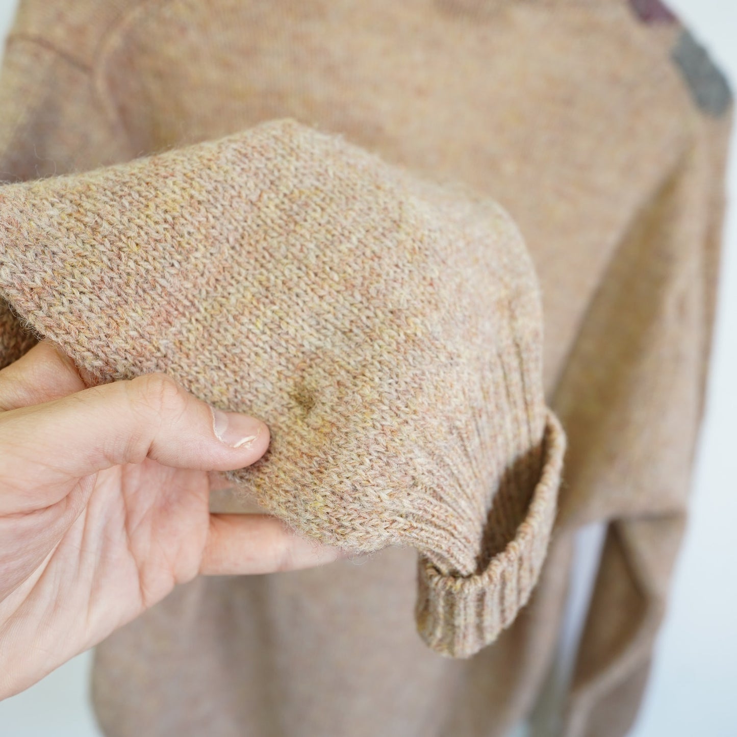 (L) Vintage Lord Jeff Shetland Wool Knit Sweater Men's L V-Neck Argyle Pattern Tan
