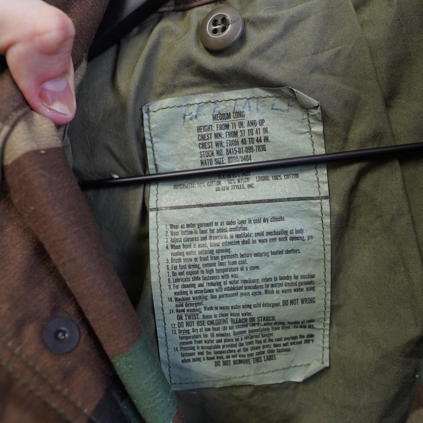 (M) Vintage U.S. Army M-65 Field Cold Weather Jacket 90s Woodland Camo Men's M Long