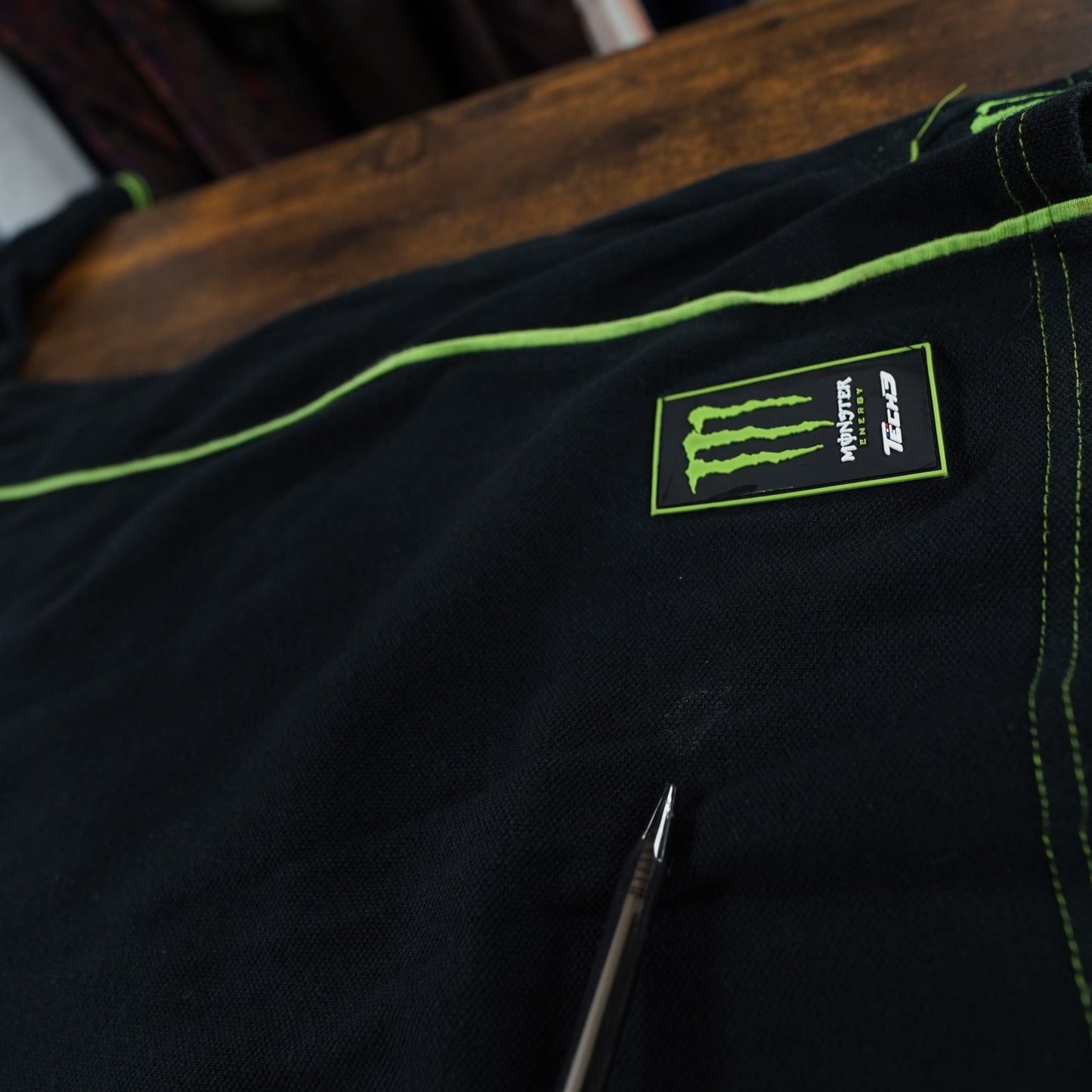(XL) Vintage Monster Energy Y2k Tech3 Team Polo Shirt Embroidered Men's XL Black 2000