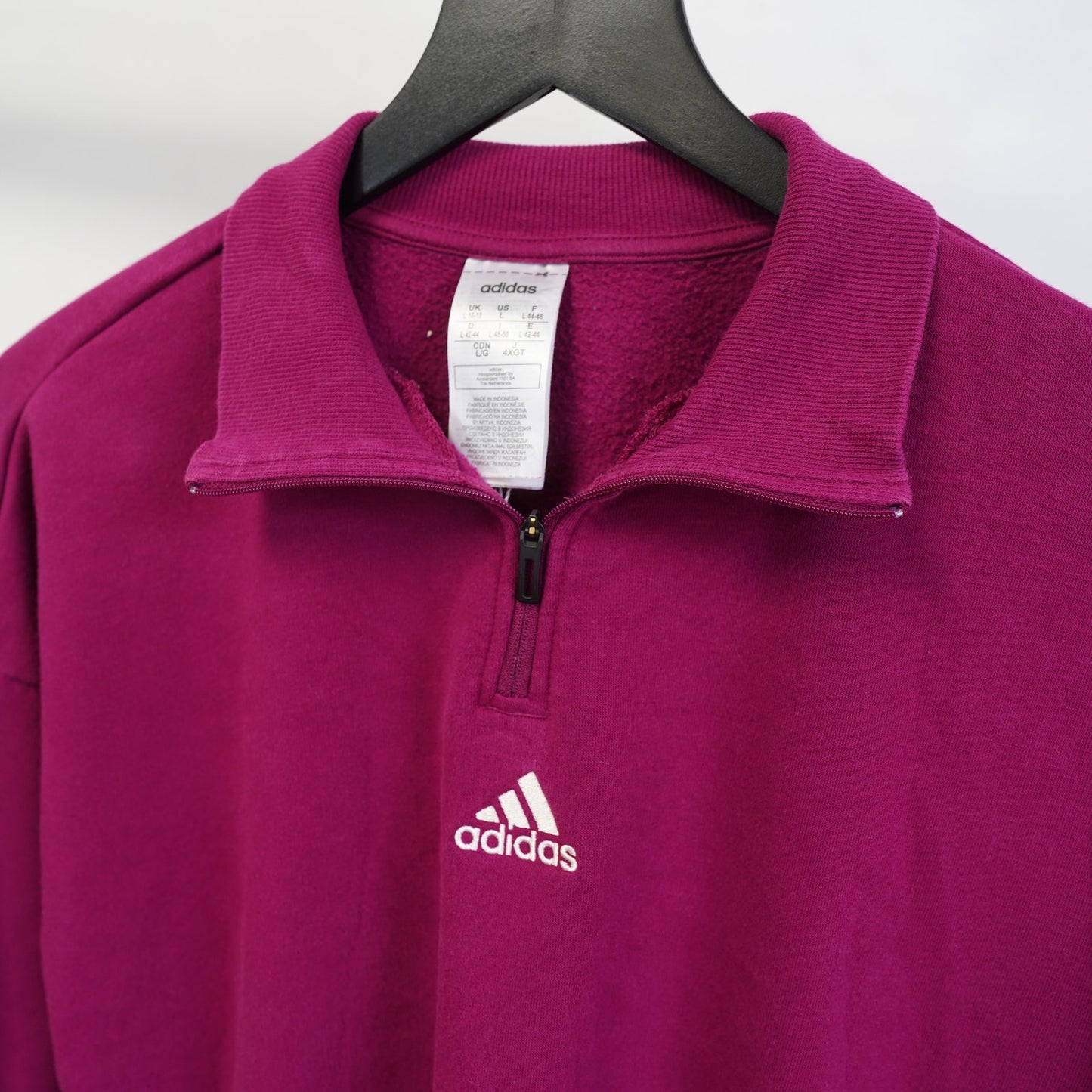 (Women's L) Adidas Women's 1/4 Zip Pullover Sweatshirt Size L Pink Magenta Gym Running