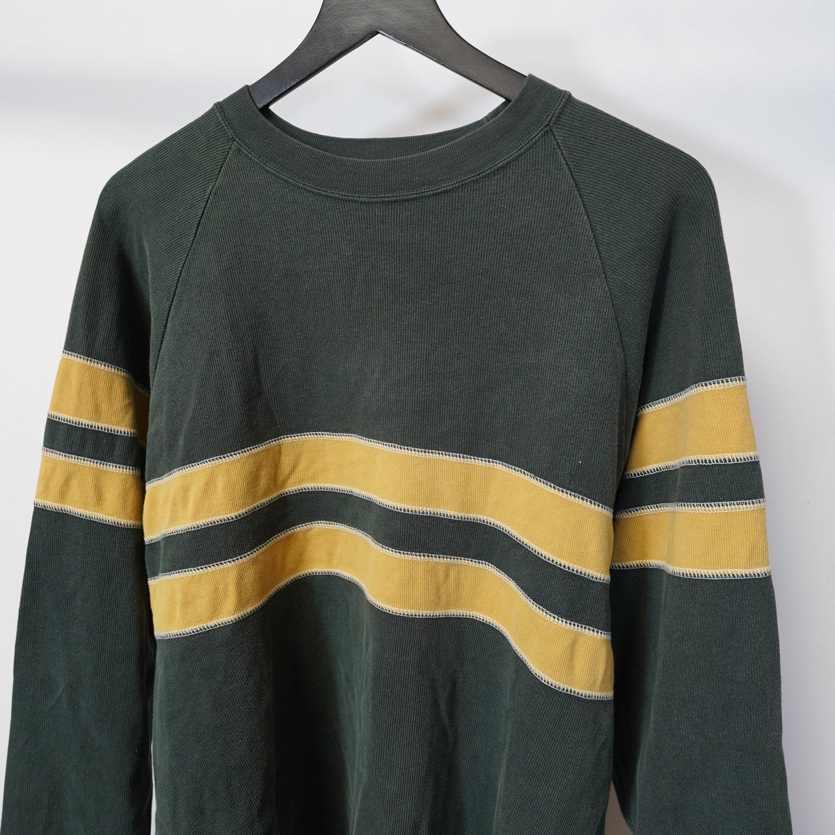 (L) Vintage County Seat 2000s Utility Striped Sweatshirt Men's L Green Yellow Y2K
