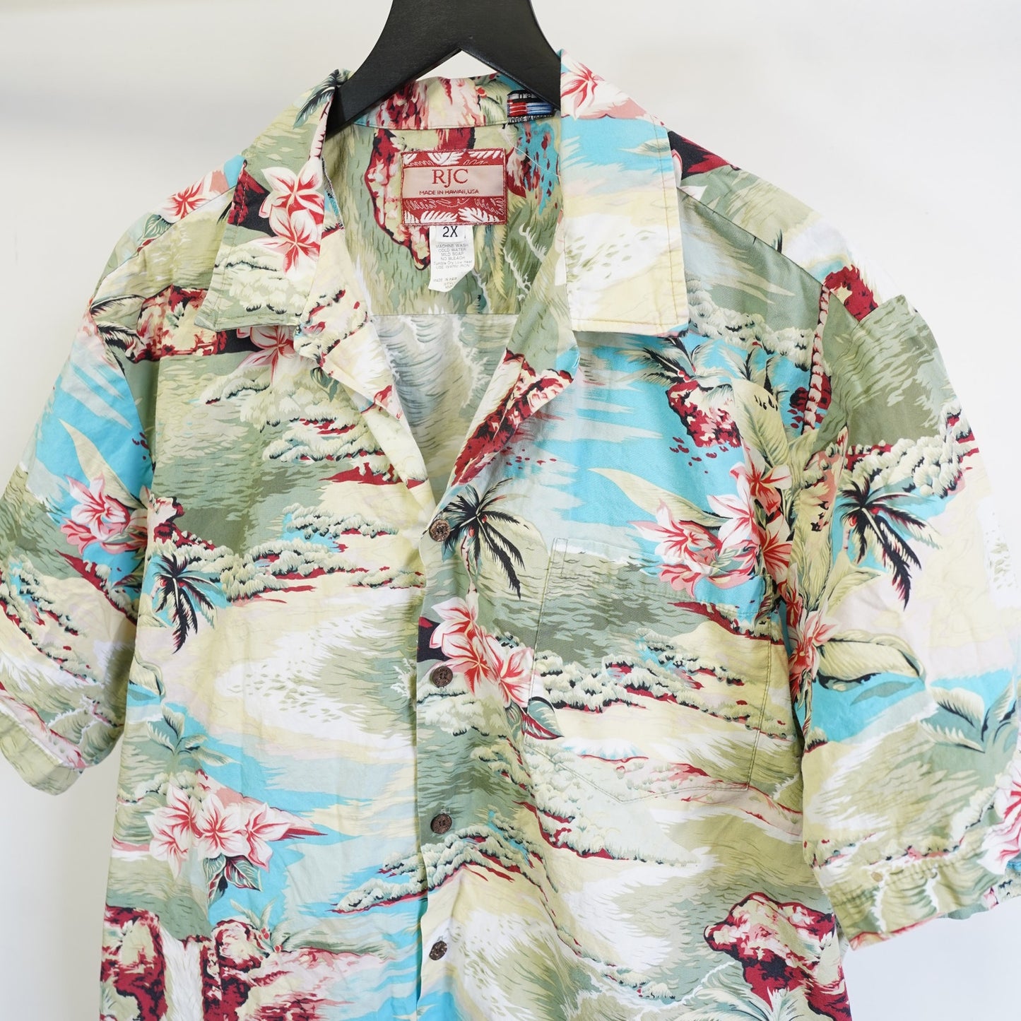(XXL) Vintage 90's RJC Hawaiian Shirt Men's 2XL Floral Tropical Made in USA XXL Flower