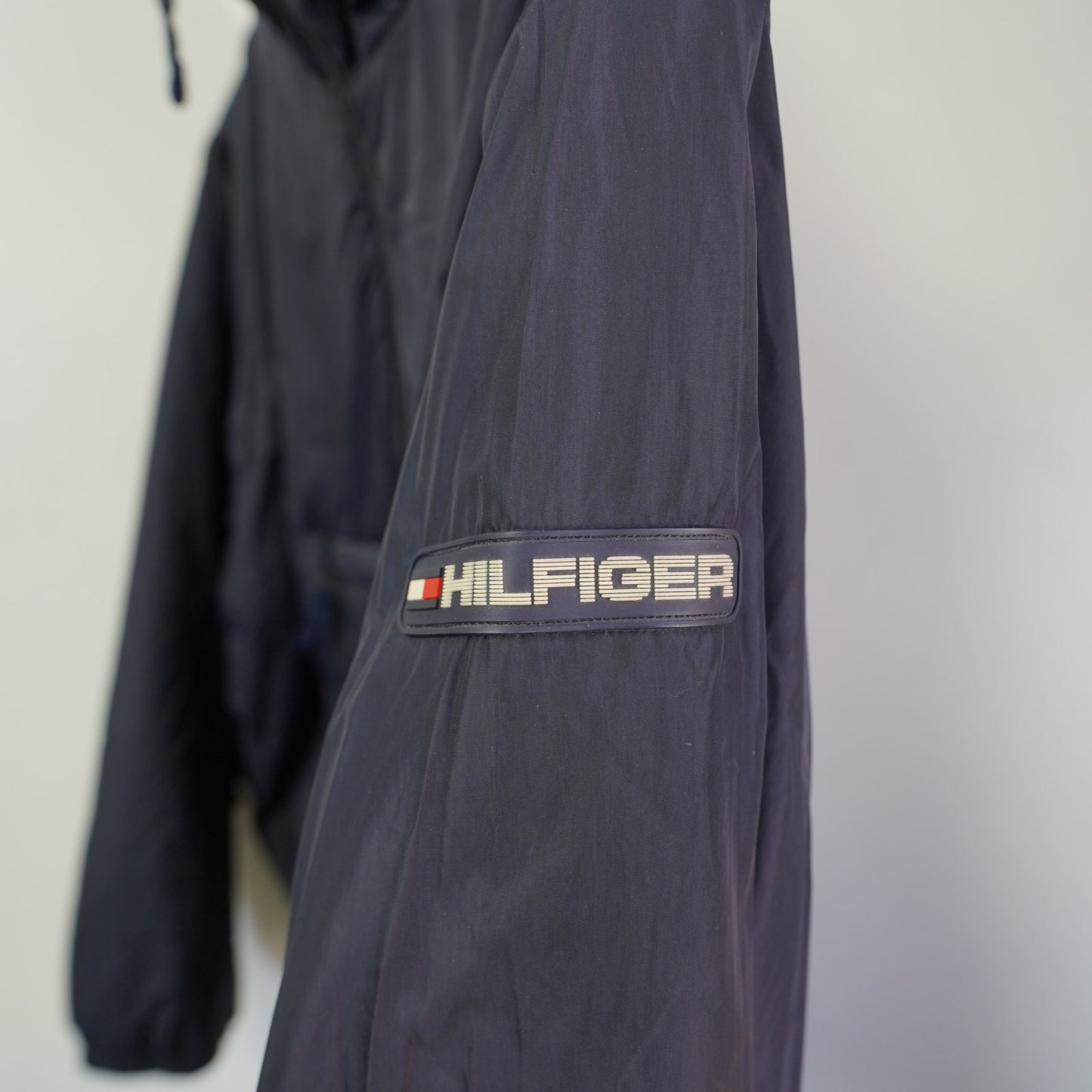 (M) Vintage Tommy Hilfiger Anorak Puffer Jacket Men's M Blue Pullover Retro Hip Hop