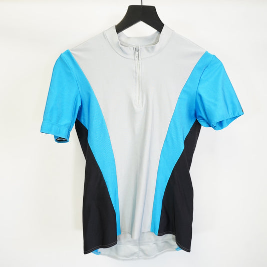 (S) Vintage 80s Nike Blue Label 1984-88 Cycling Jersey Size S Made in USA Gray Blue