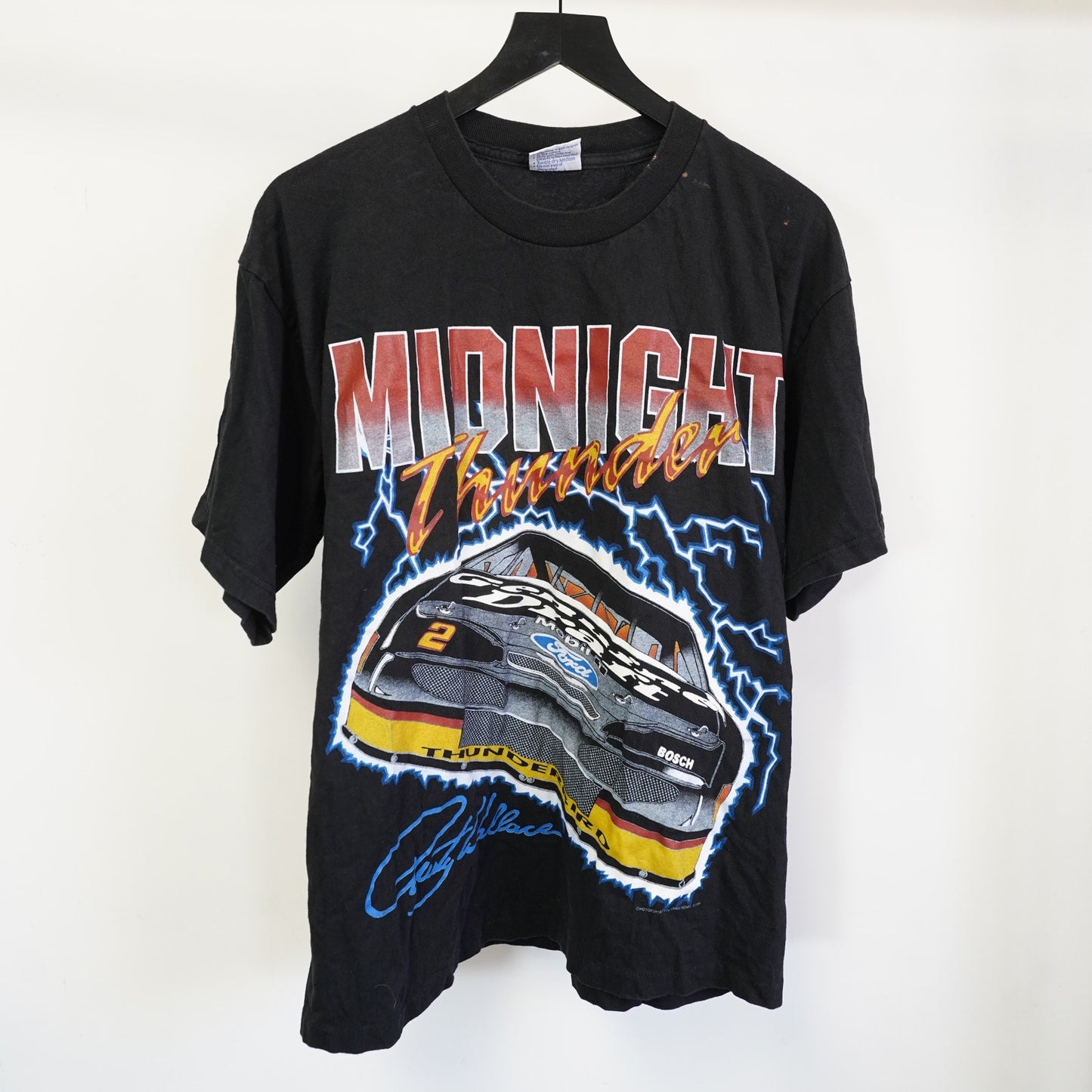 (XL) Vintage Miller Lite Nascar Racing T-Shirt Rusty Wallace Lightning Men's XL Black