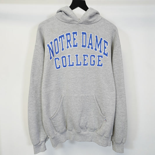 (L) Vintage Notre Dame College Russell Athletic Hoodie Men's L Gray