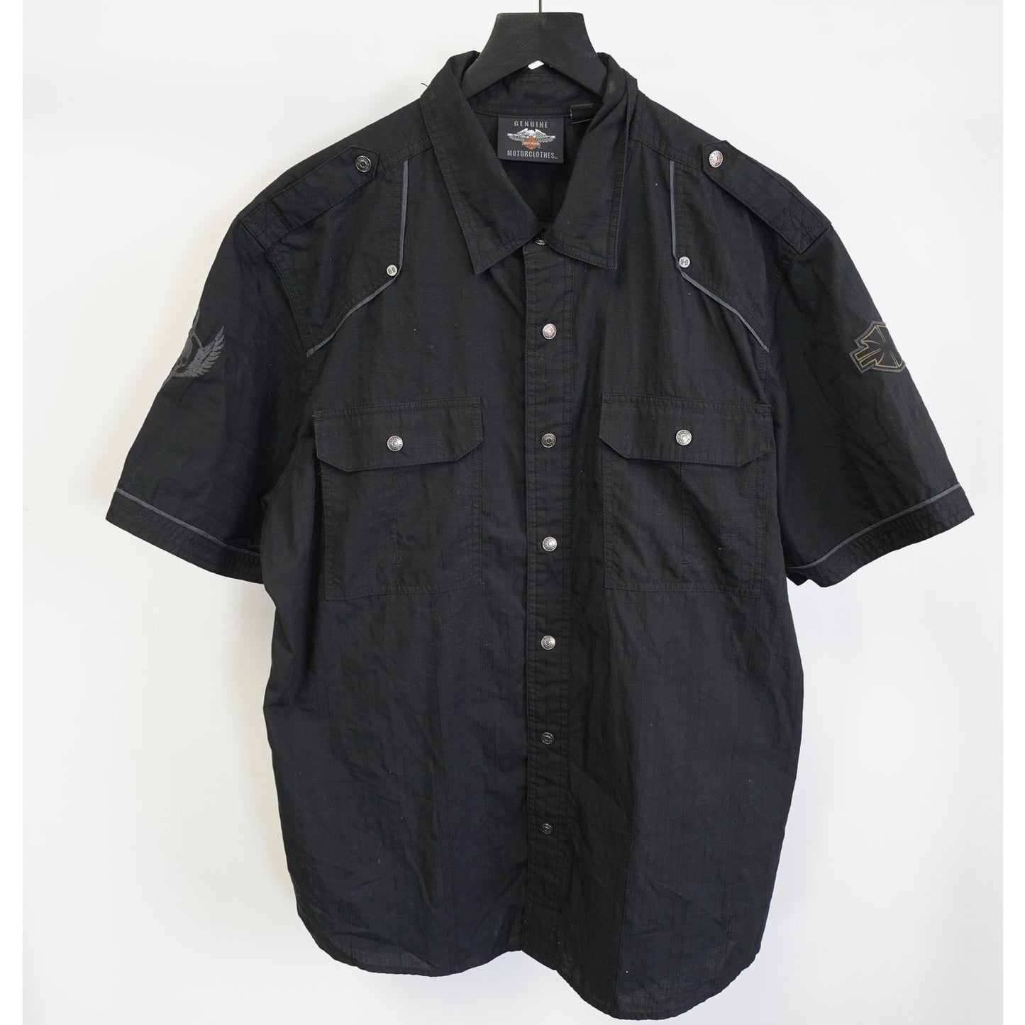 (XL) Harley Davidson Motorcycles Embroidered Button Up Shirt Men's XL Black Biker