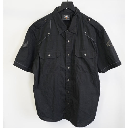 (XL) Harley Davidson Motorcycles Embroidered Button Up Shirt Men's XL Black Biker