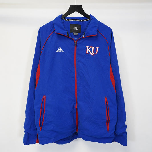 (S) Adidas Kansas Jayhawks Embroidered Windbreaker Track Jacket Men's S Blue