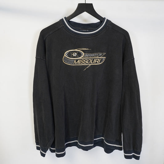 (XXL) Vintage Missouri Tigers Embroidered Sweatshirt Men's XXL Black Sewn 90s Cadre