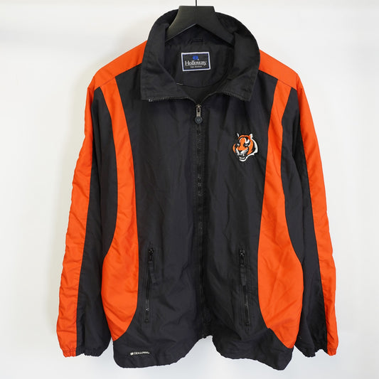 (M) Vintage Cincinatti Bengals Embroidered Holloway Windbreaker Men's M Black NHL