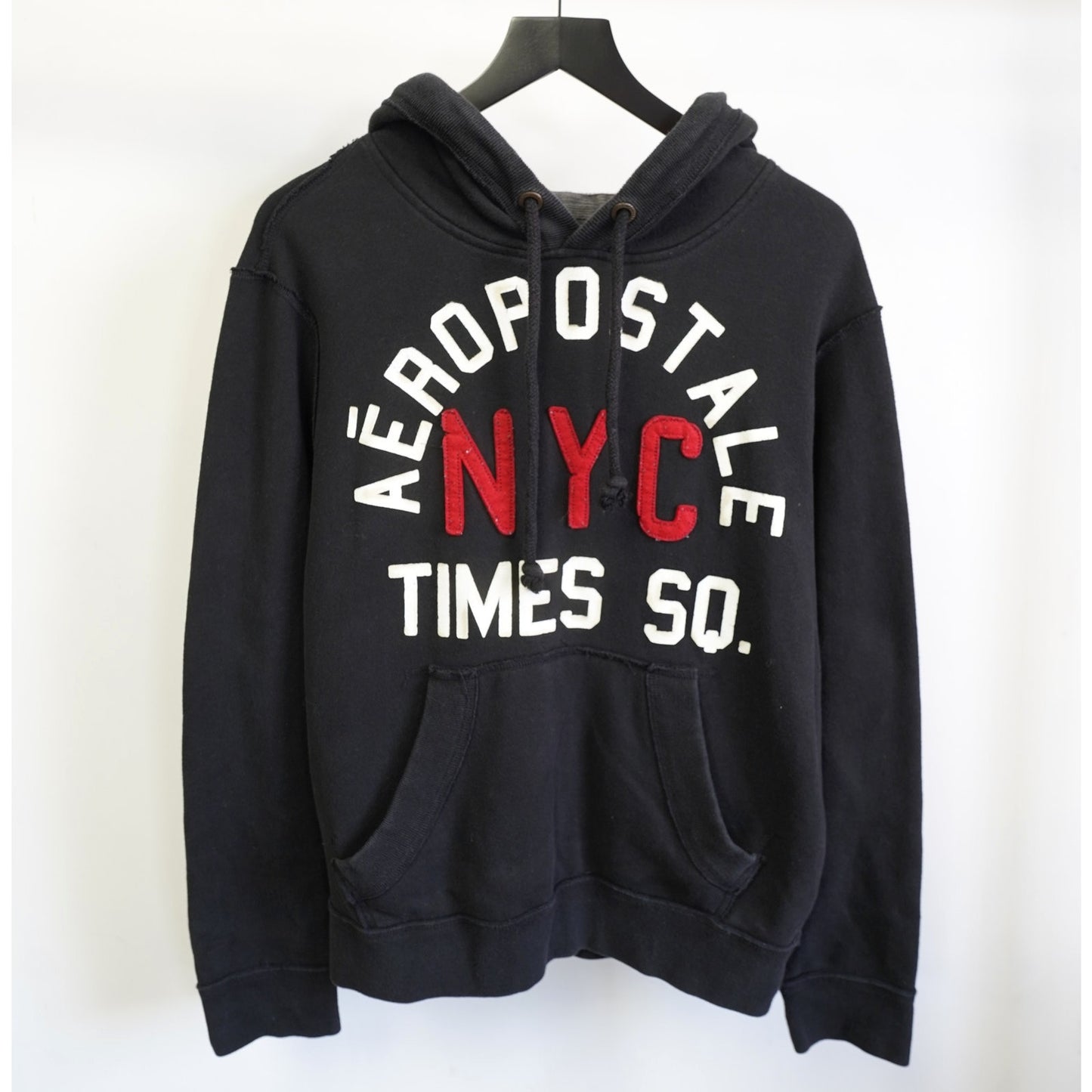 (L) Vintage Aeropostale Y2K New York All Over Print Hoodie Men's L Black NYC 2000s