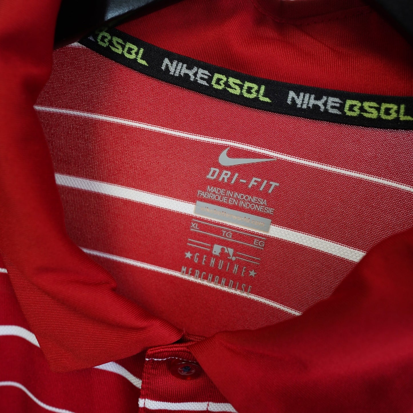 (XL) Nike St. Louis Cardinals Striped Dr-Fit Performance Polo Shirt Mens XL Red White