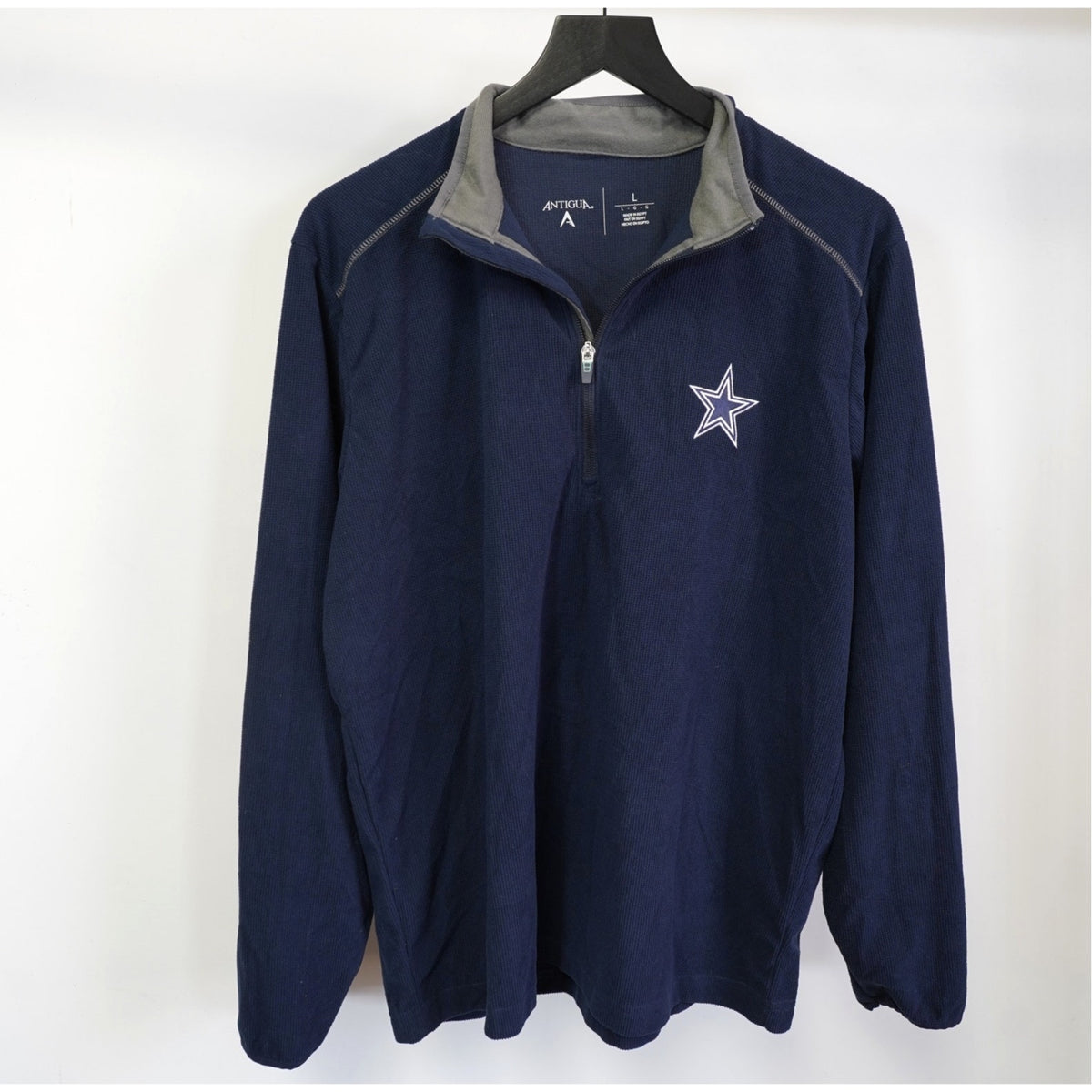 (L) Dallas Cowboys Antigua 1/4 Zip Pullover Sweater Men's L Navy Blue NFL