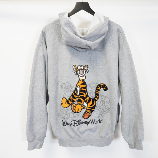 (L) Tigger Walt Disney World Embroidered Full Zip Hoodie Mens L Gray Winnie The Pooh