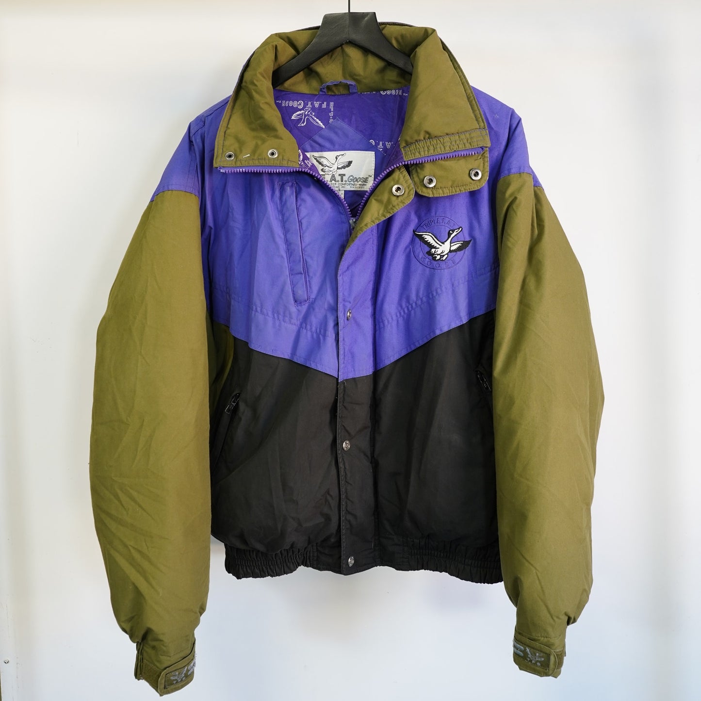 (L) Vintage Triple Fat Goose 90s Down Filled Puffer Ski Jacket Snow Blue