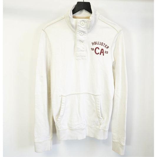 (L) Vintage Hollister Surf Co. Embroidered Henley Sweatshirt Men's L White Y2k 2000