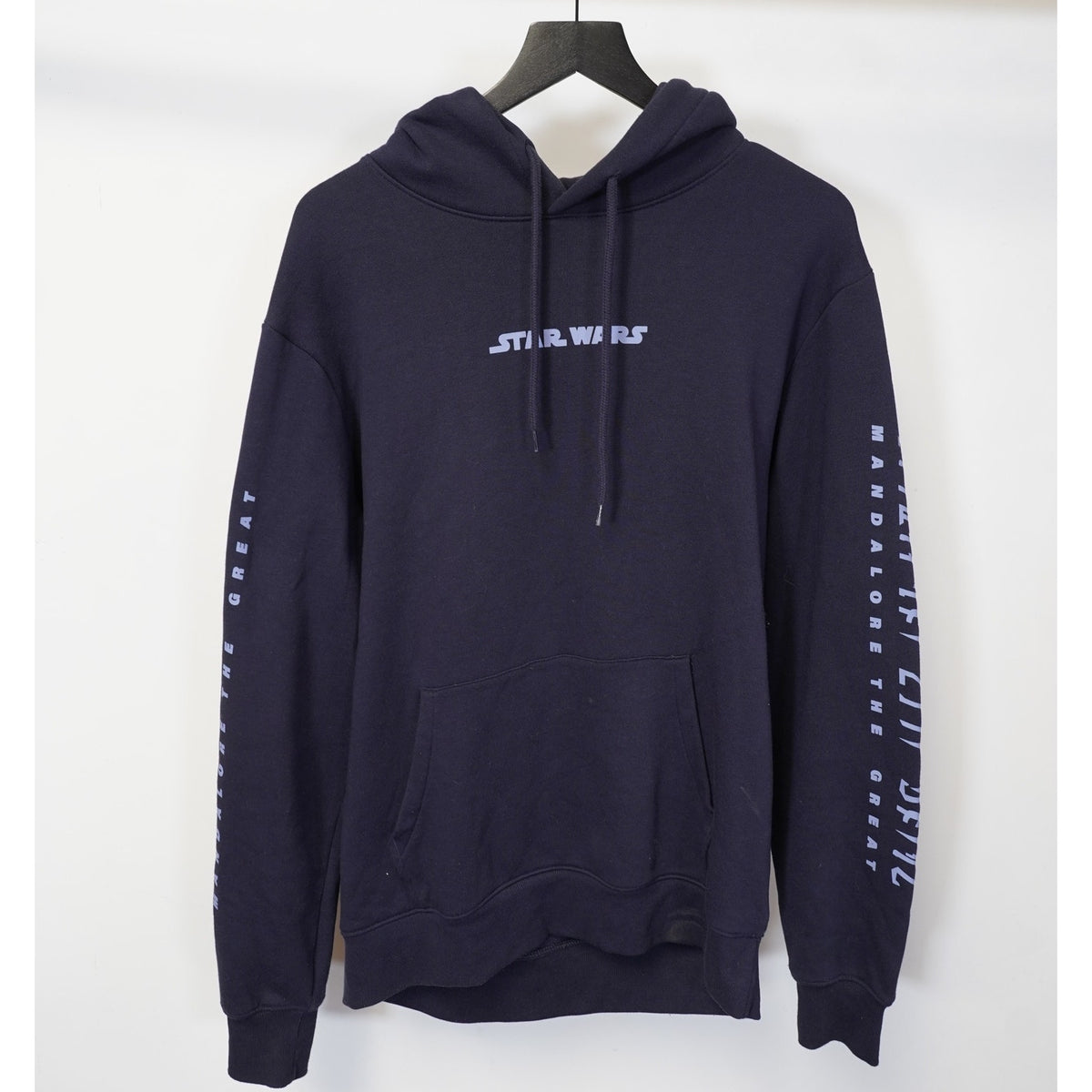 (M) Star Wars The Mandalorian & Grogu Hoodie Men's M Navy Blue Retro Pullover