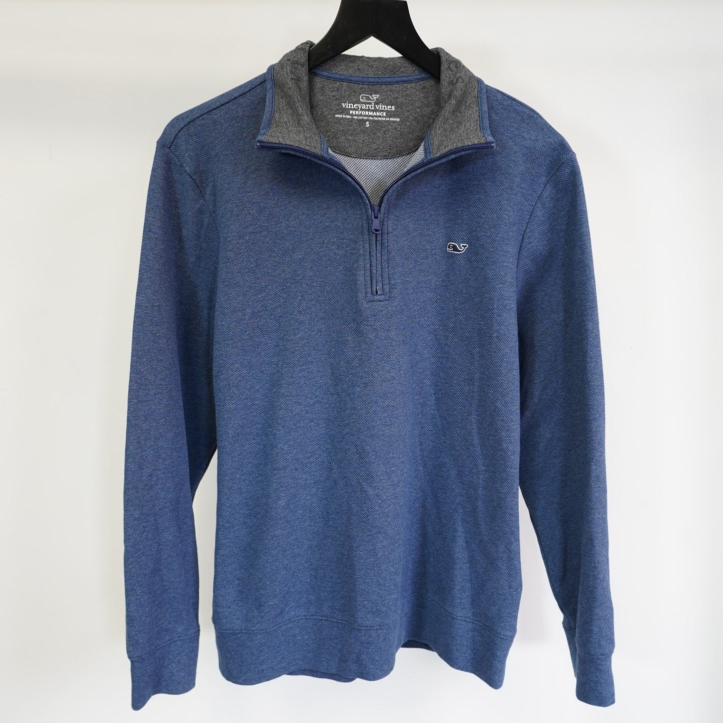 (S) Vineyard Vines Men's Saltwater 1/4 Zip Pullover Sweater Men's S Blue Cotton Blend