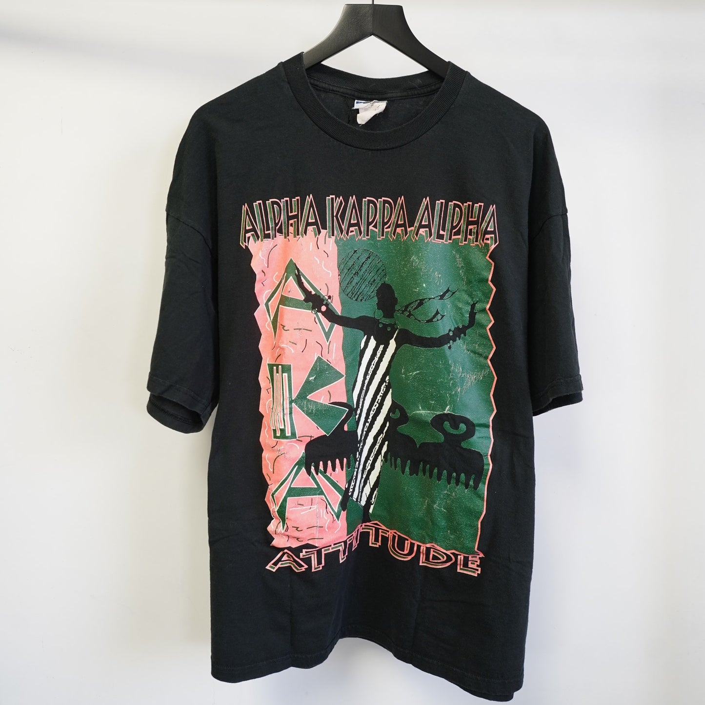 (XXL) Vintage AKA Alpha Kappa Alpha Sorority T-Shirt Women's XXL Black Pink HBCU Retro