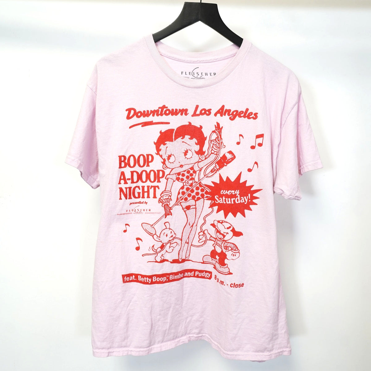 (Women's L) Betty Boop Los Angeles Retro Cartoon T-Shirt Women's L Pink Red