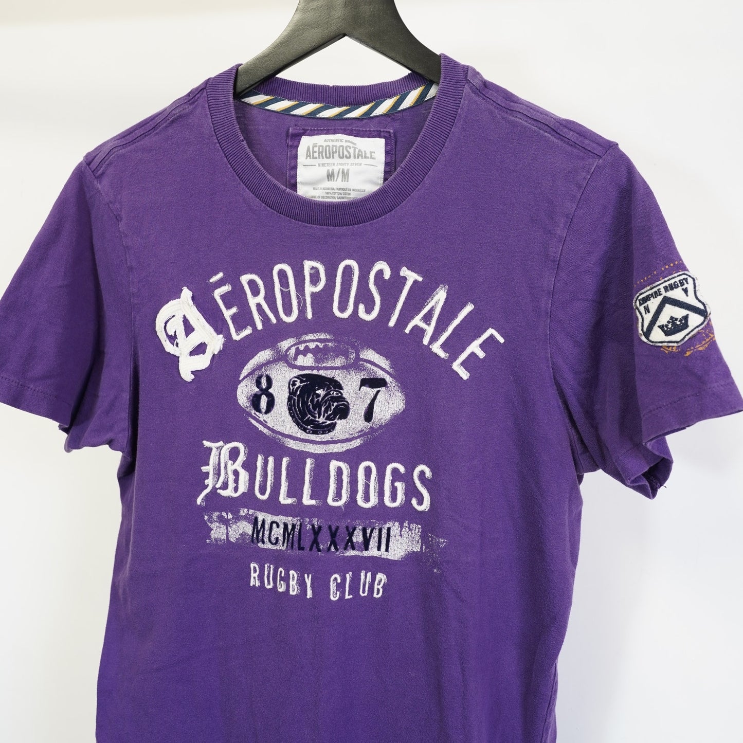 (M) Vintage Aeropostale Embroidered T-Shirt Men's M Purple Y2K 2000s Sewn Preppy