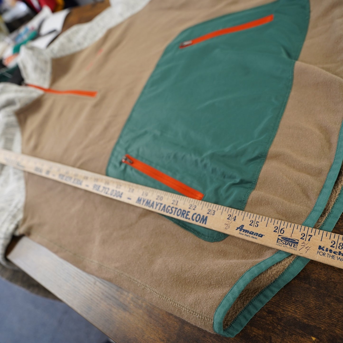 (M) Marmot Mens Gunnison 1/4 Zip Hoodie Men's M Tan Gray Gorpcore Outdoors Hiking