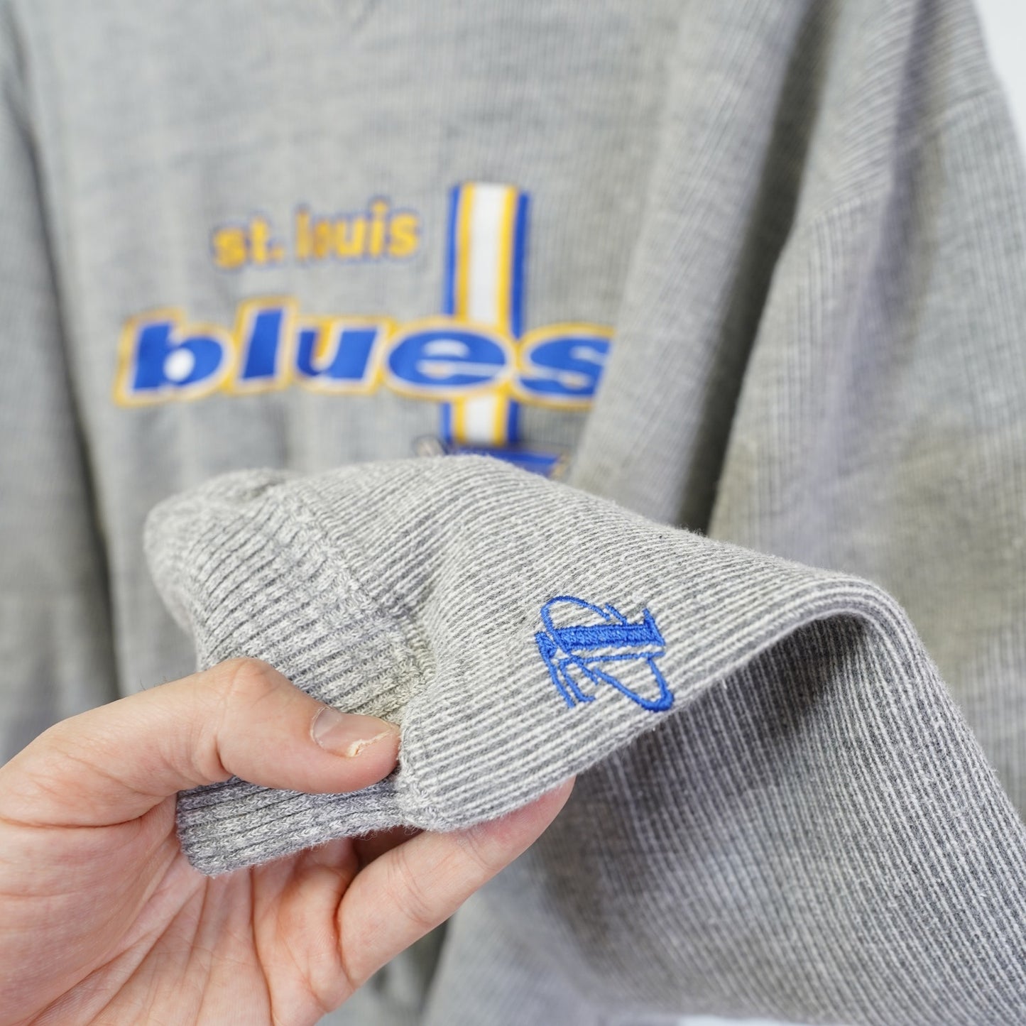 (L) Vintage St. Louis Blues Logo Athletic Stitched Gray Sweatshirt Men's L Gray 90s