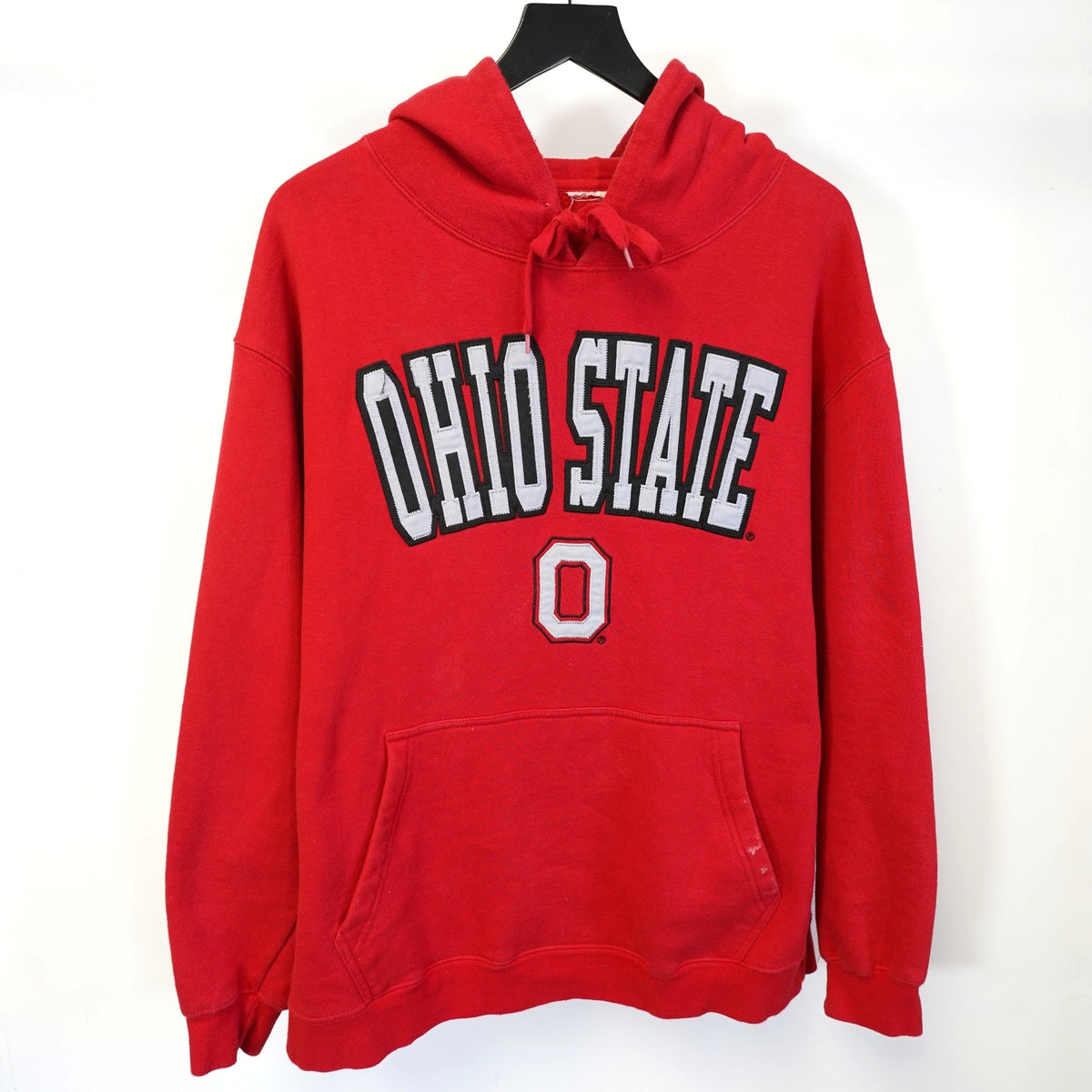 (L) Ohio State Buckeyes Embroidered Pullover Hoodie Men's L Red Retro Sewn