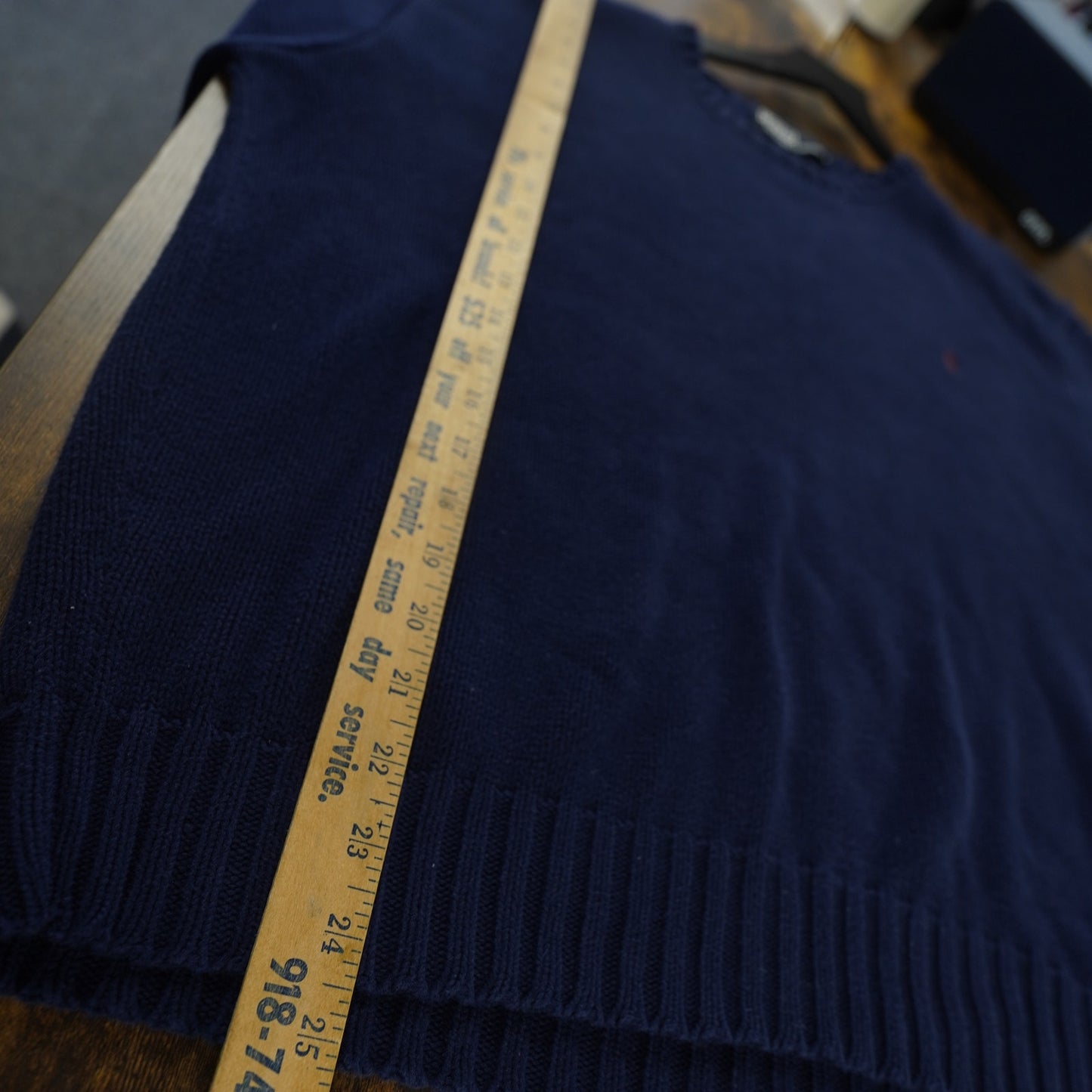 (L) Vintage Polo Ralph Lauren Knit Sweater Men's L Preppy Navy Blue Maroon Pony