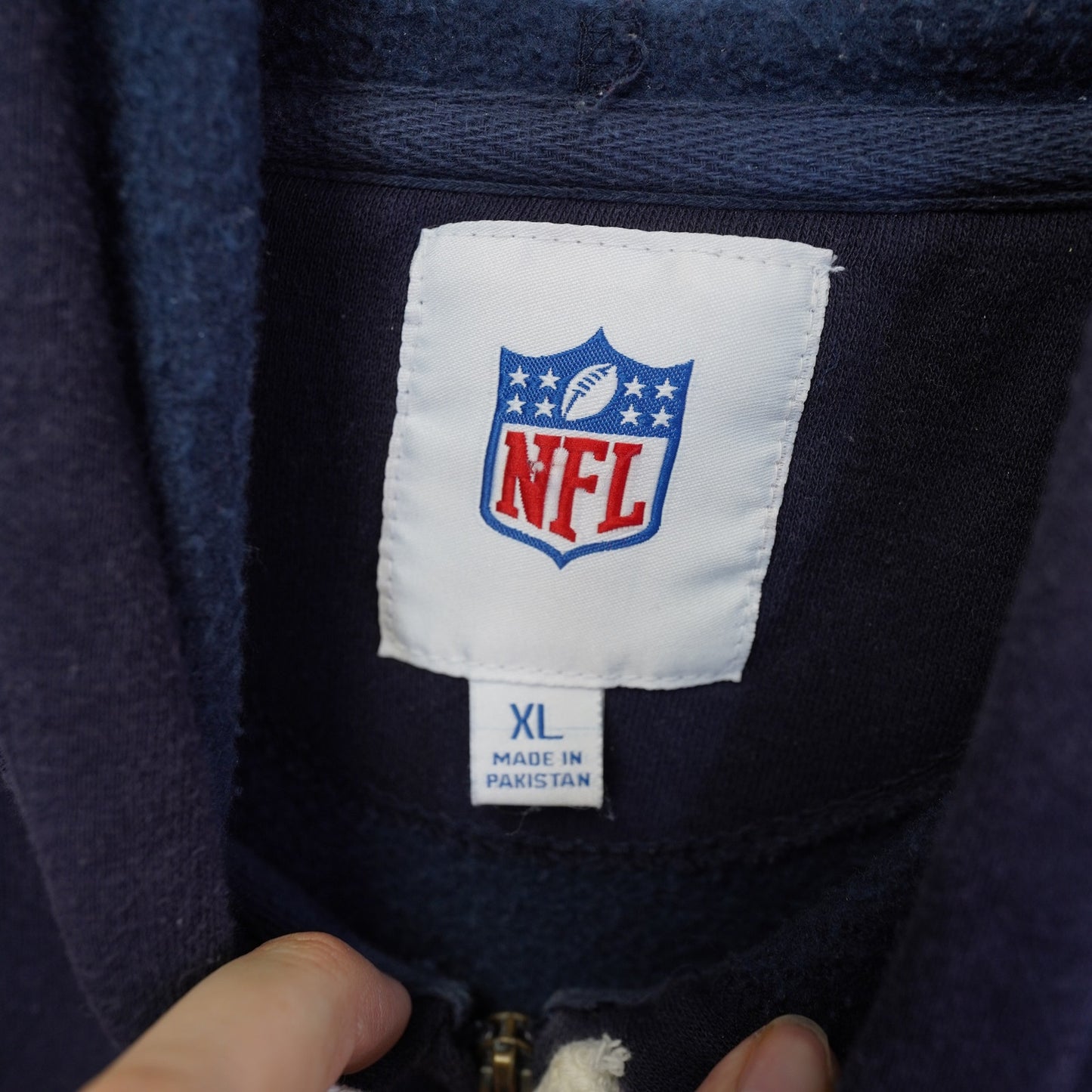 (XL) Houston Texans Embroidered Full Zip Hoodie Men's XL Blue NFL Football Sewn 2000s