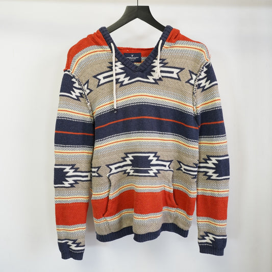 (XS) American Eagle Southwestern Native American Knit Hoodie Mens XS Multicolor Indie