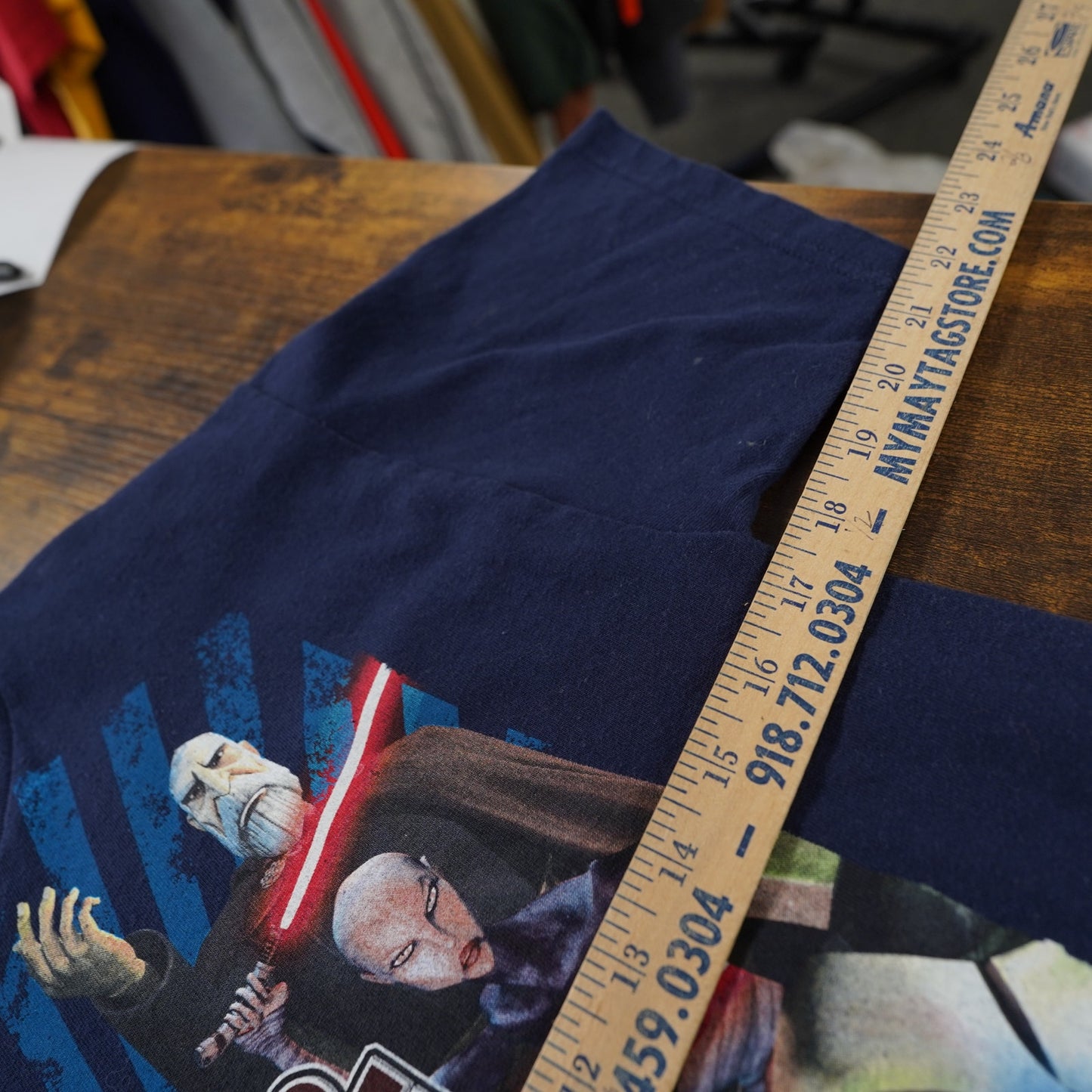 (Youth XL) Vintage Star Wars The Clone Wars Youth XL Sz. 18 Kids T-Shirt Blue Yoda Anakin