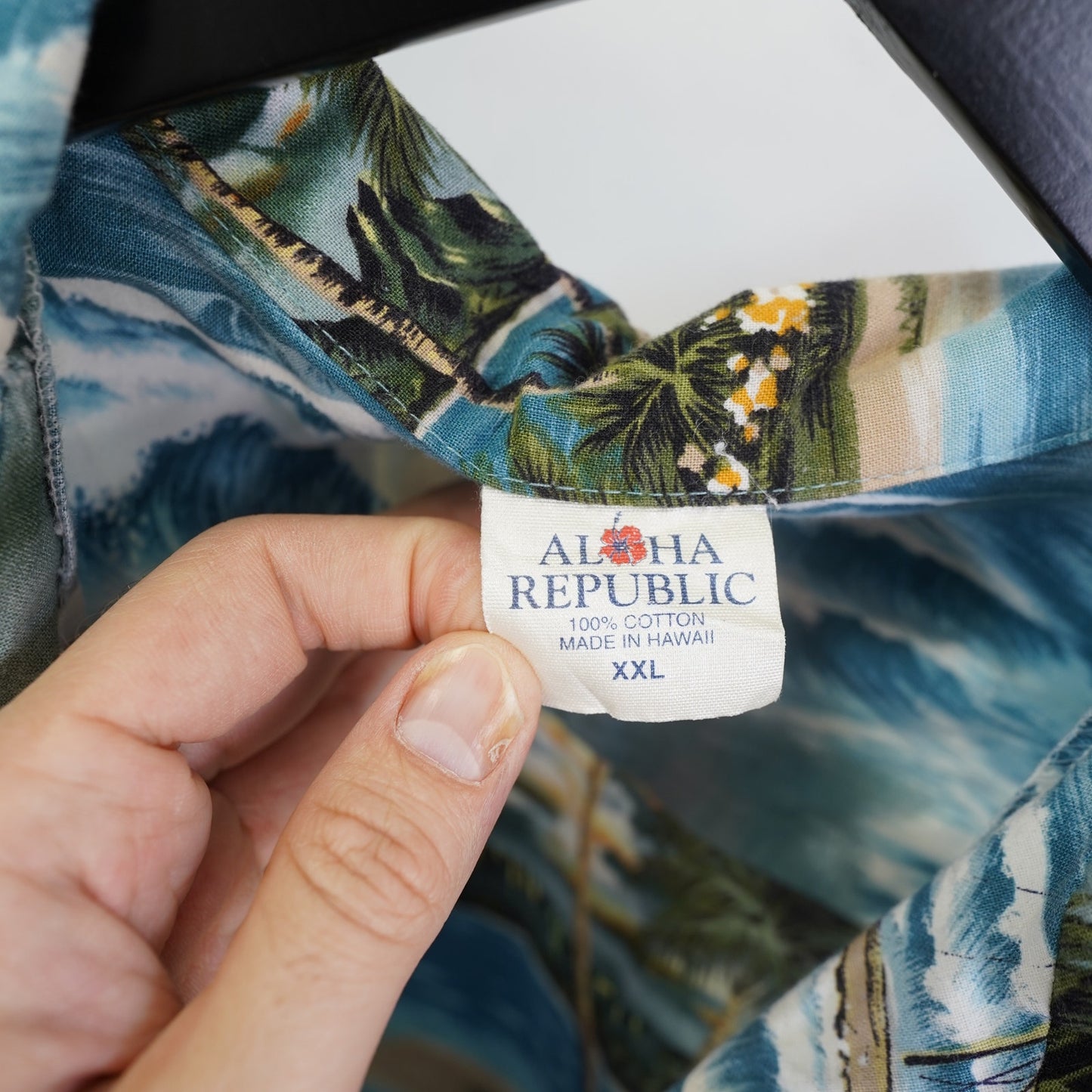 (XXL) Vintage 90s Aloha Republic Hawaiian Shirt Men's XXL Floral Tropical Surf Blue
