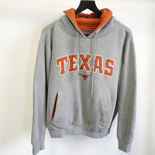 (S) Vintage Texas Longhorns Stitched Champs Hoodie Unisex S Gray Burnt Orange Y2K